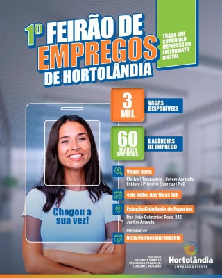 Hortolândia promove 1º Feirão de Empregos, em julho